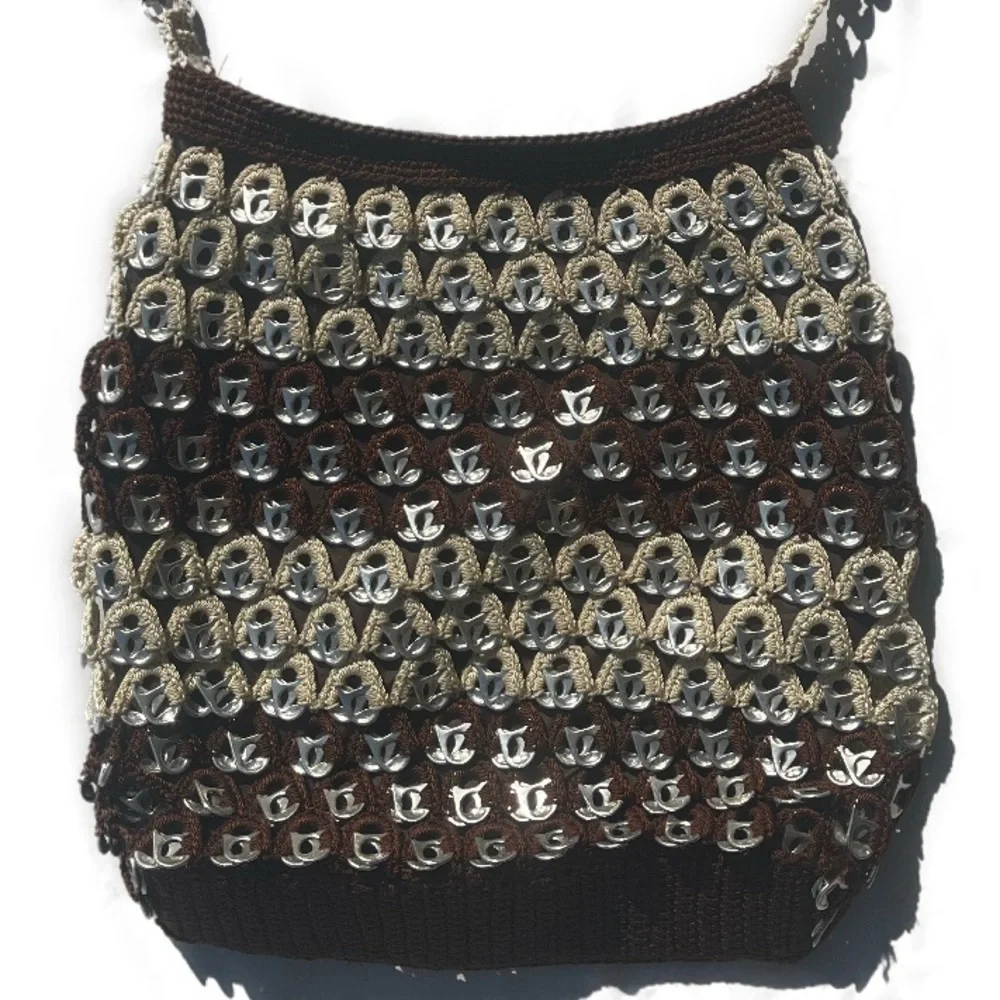 Handmade custom criss cross soda can tabs crochet purse